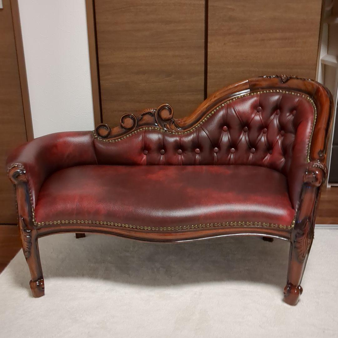 yoko　　クラシックレザーミニソファ 赤茶