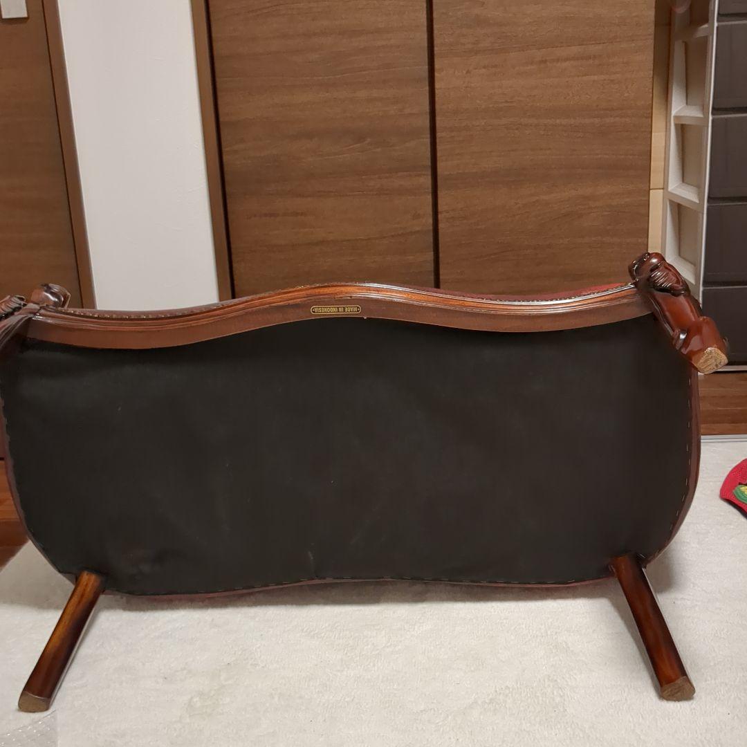 yoko　　クラシックレザーミニソファ 赤茶