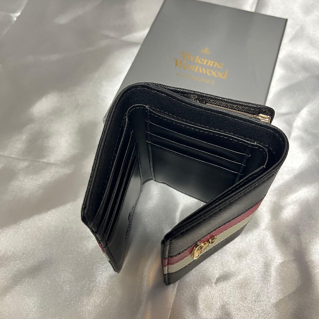 新品 Vivienne Westwood ブラック赤白ライン 三つ折り財布