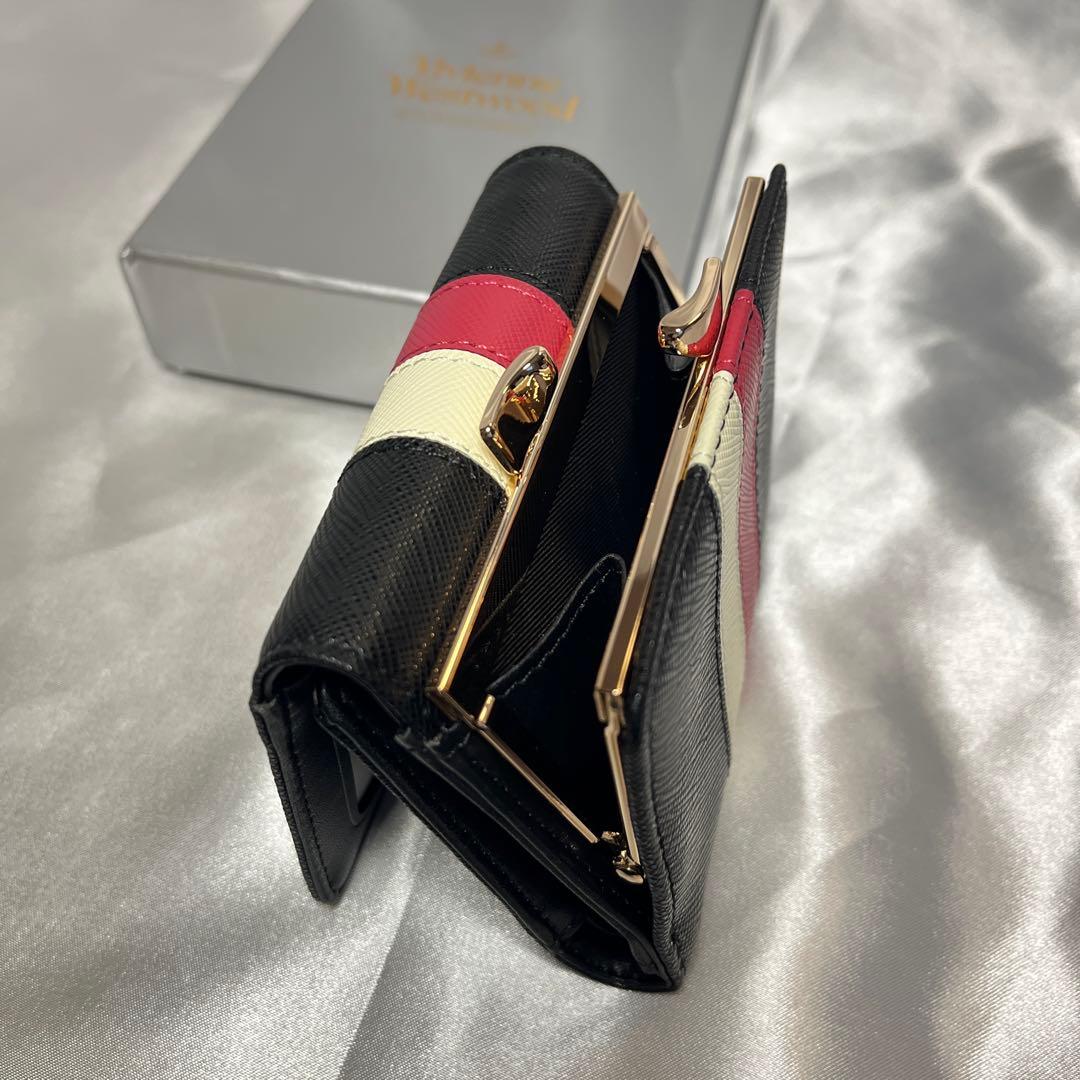 新品 Vivienne Westwood ブラック赤白ライン 三つ折り財布