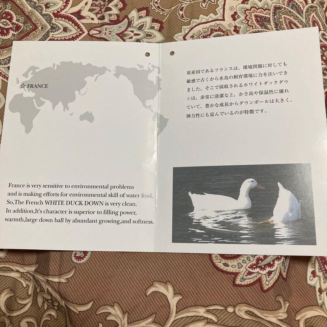 美品　羽毛掛け布団シングル フランス産ホワイトダックダウン ベージュ系色