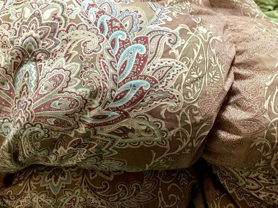 美品　羽毛掛け布団シングル フランス産ホワイトダックダウン ベージュ系色