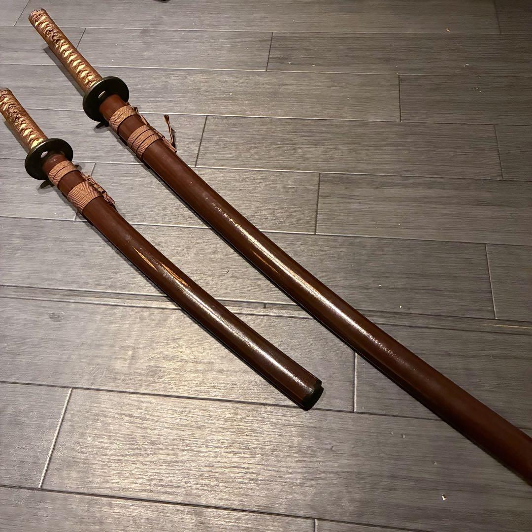 高級模造刀　居合刀　 美術刀剣　太刀　脇差　大小セット　深茶拵え