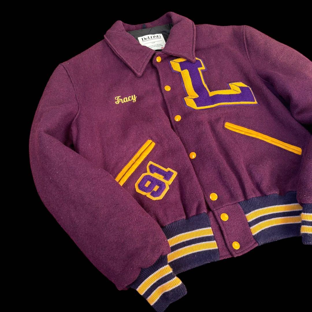 80s 90s アメリカ製 Delong ワッペン付き ボタン スタジャン 40