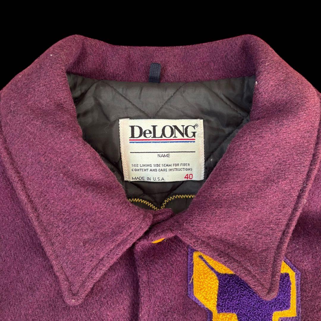 80s 90s アメリカ製 Delong ワッペン付き ボタン スタジャン 40