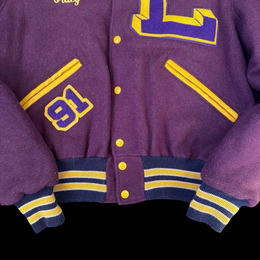 80s 90s アメリカ製 Delong ワッペン付き ボタン スタジャン 40