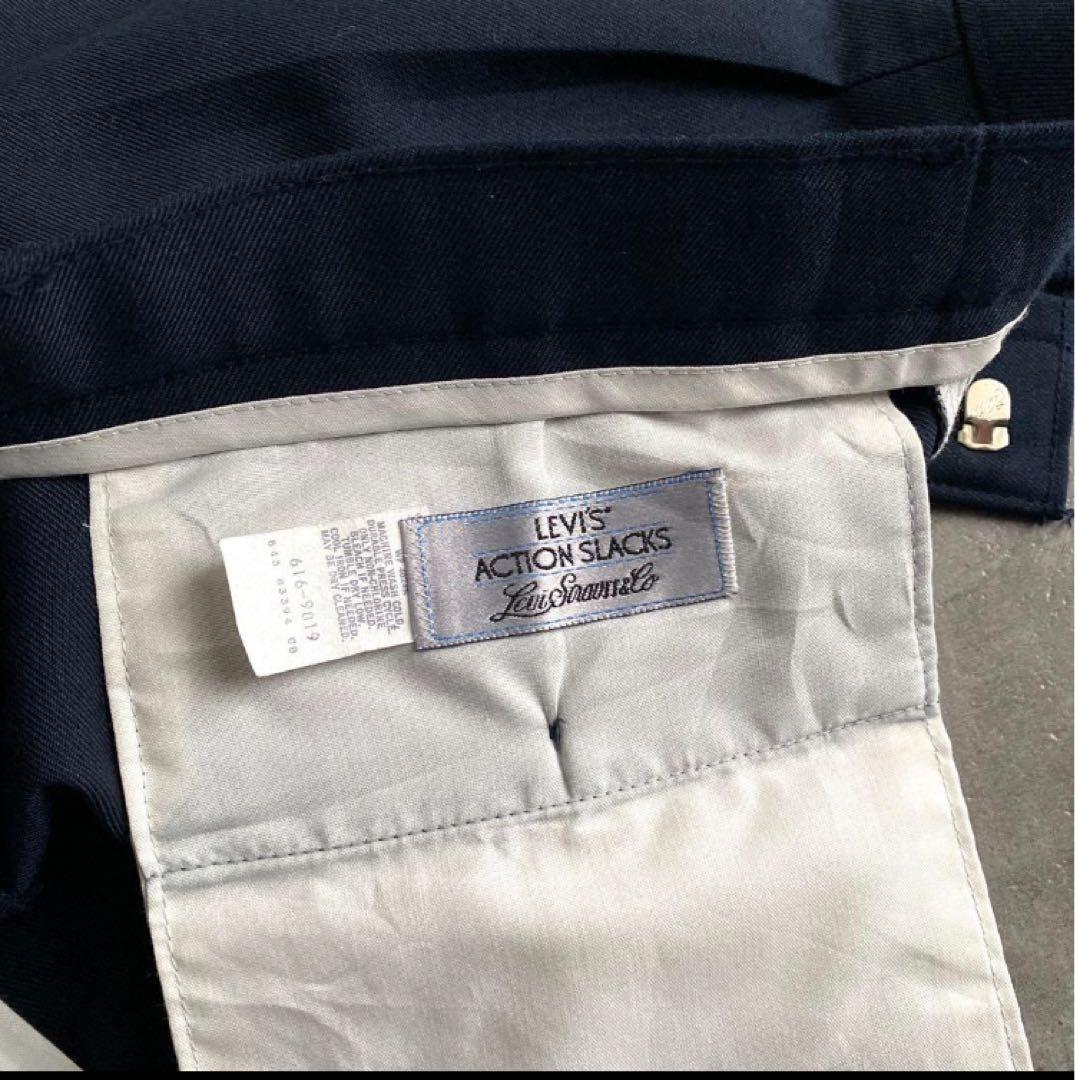 80s 90s LEVIS アクション スラックス 実寸 W34 L29 濃紺