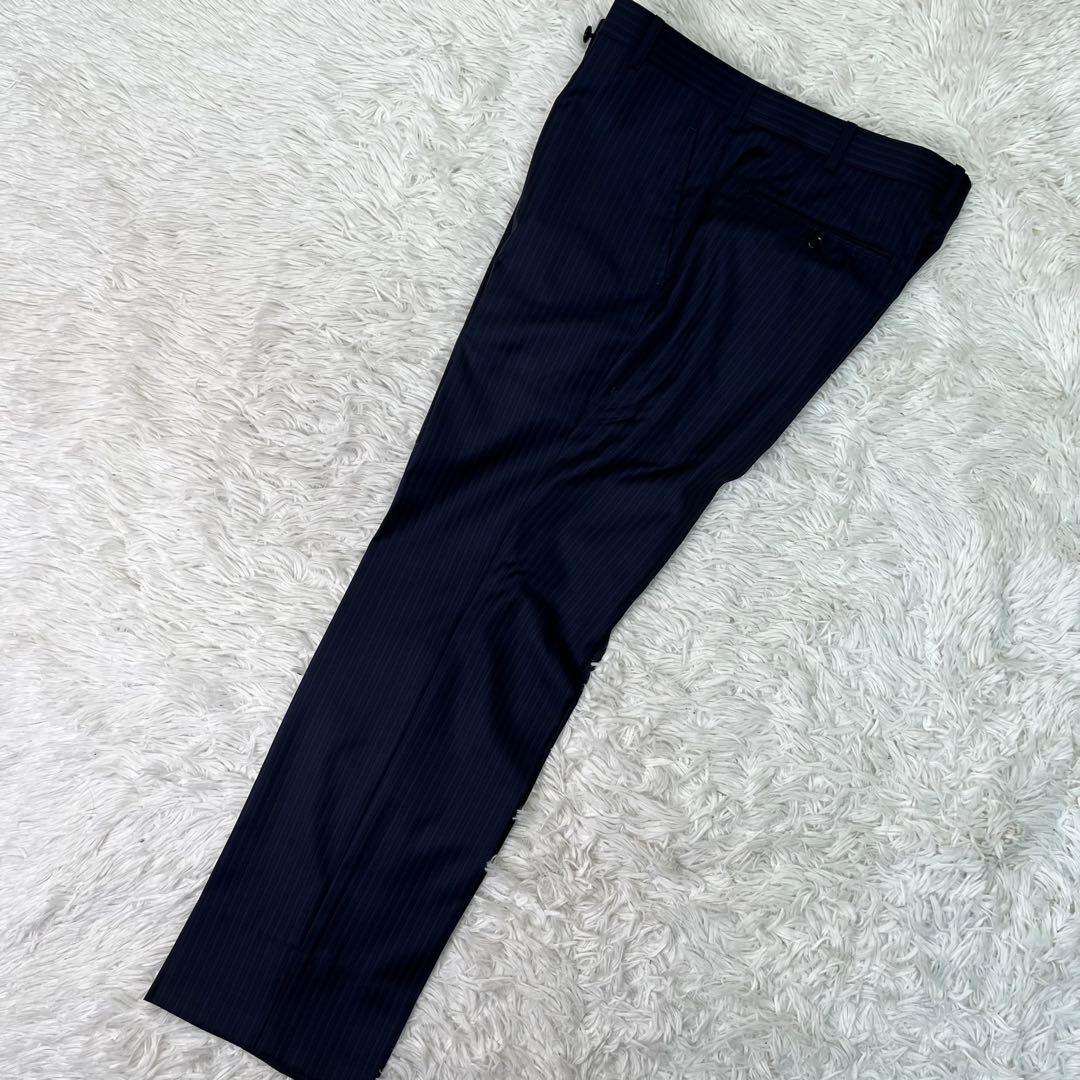 未使用級✨ゼニア　セットアップスーツ　シングル　2B ネイビー　ストライプ　S