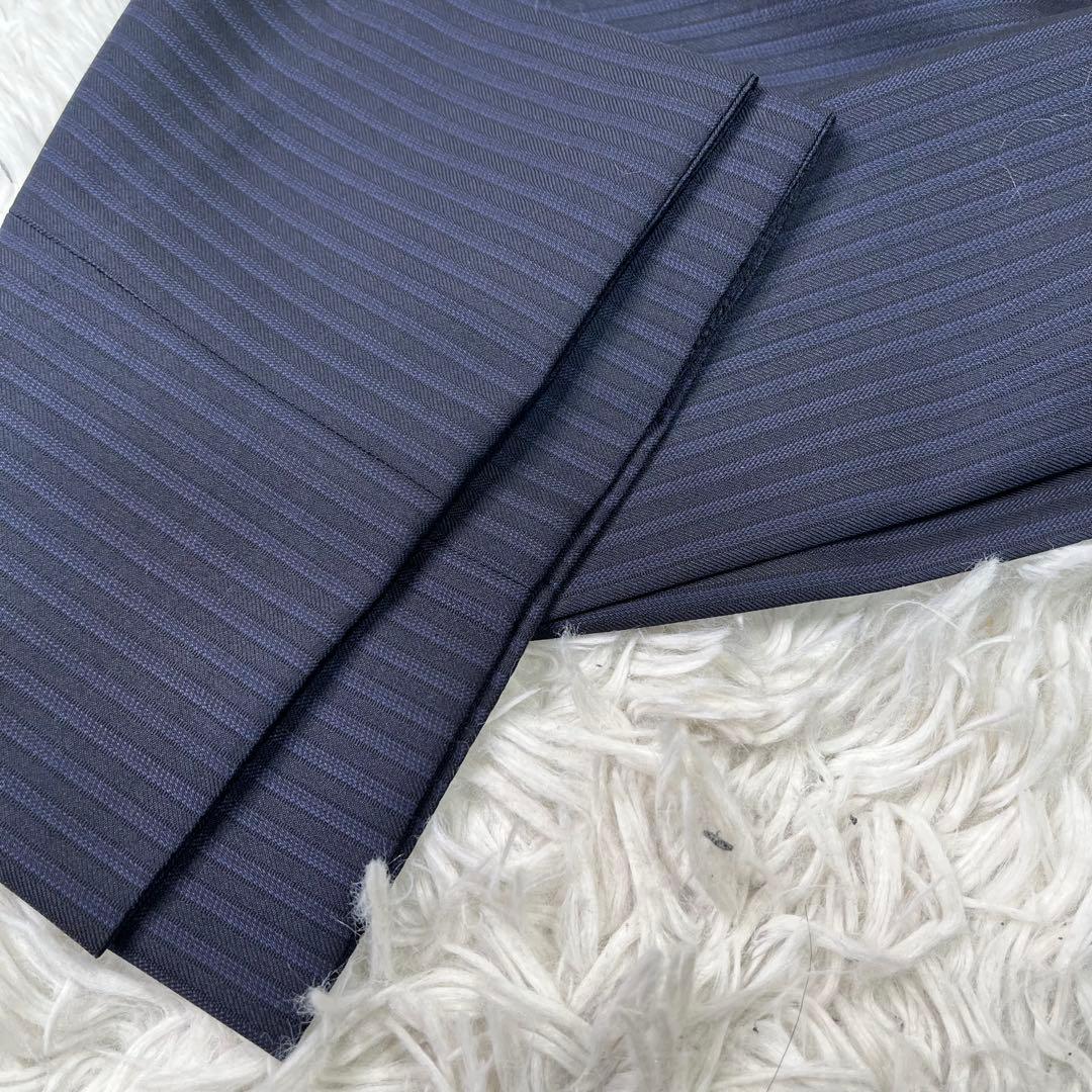 未使用級✨ゼニア　セットアップスーツ　シングル　2B ネイビー　ストライプ　S