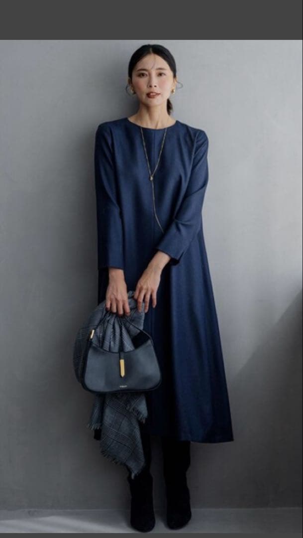 23AW 極美品　ウールジョーゼット Aライン ワンピース　50 大きいサイズ