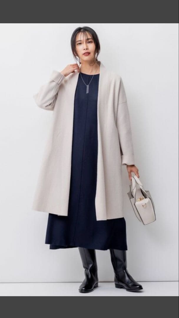 23AW 極美品　ウールジョーゼット Aライン ワンピース　50 大きいサイズ