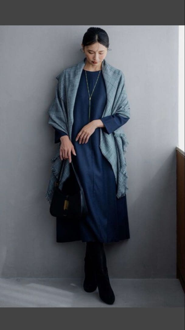 23AW 極美品　ウールジョーゼット Aライン ワンピース　50 大きいサイズ