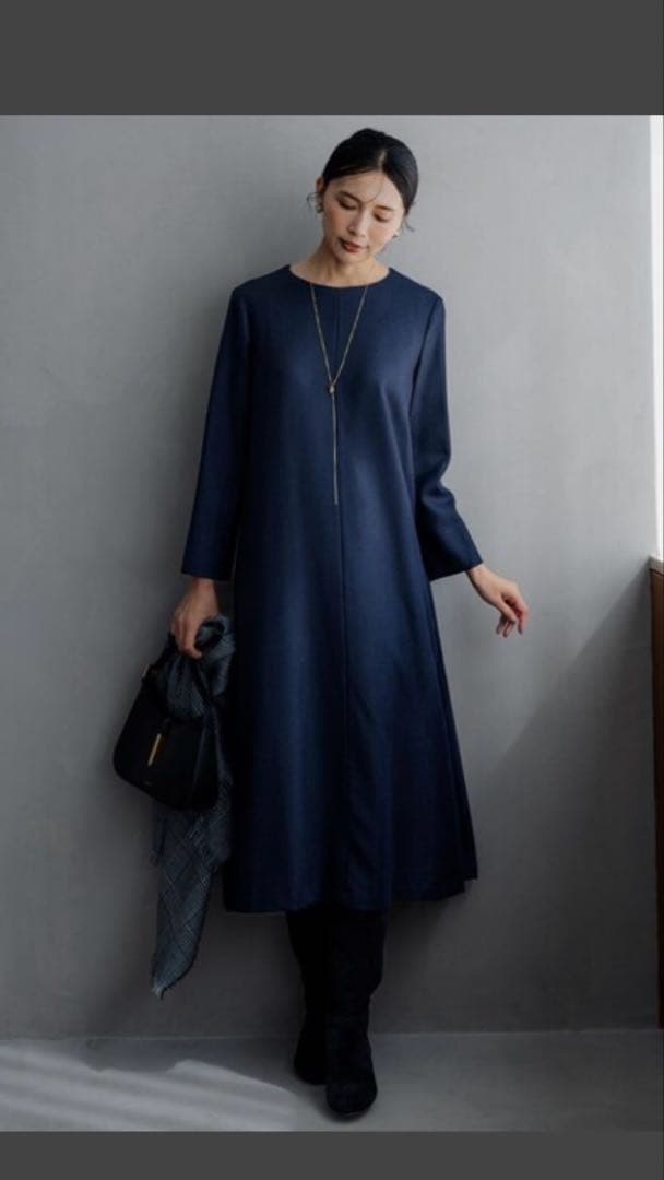 23AW 極美品　ウールジョーゼット Aライン ワンピース　50 大きいサイズ