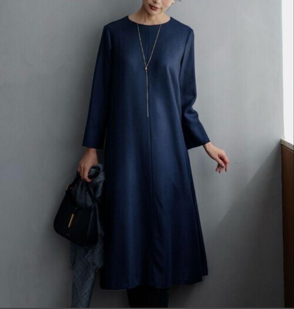 23AW 極美品　ウールジョーゼット Aライン ワンピース　50 大きいサイズ