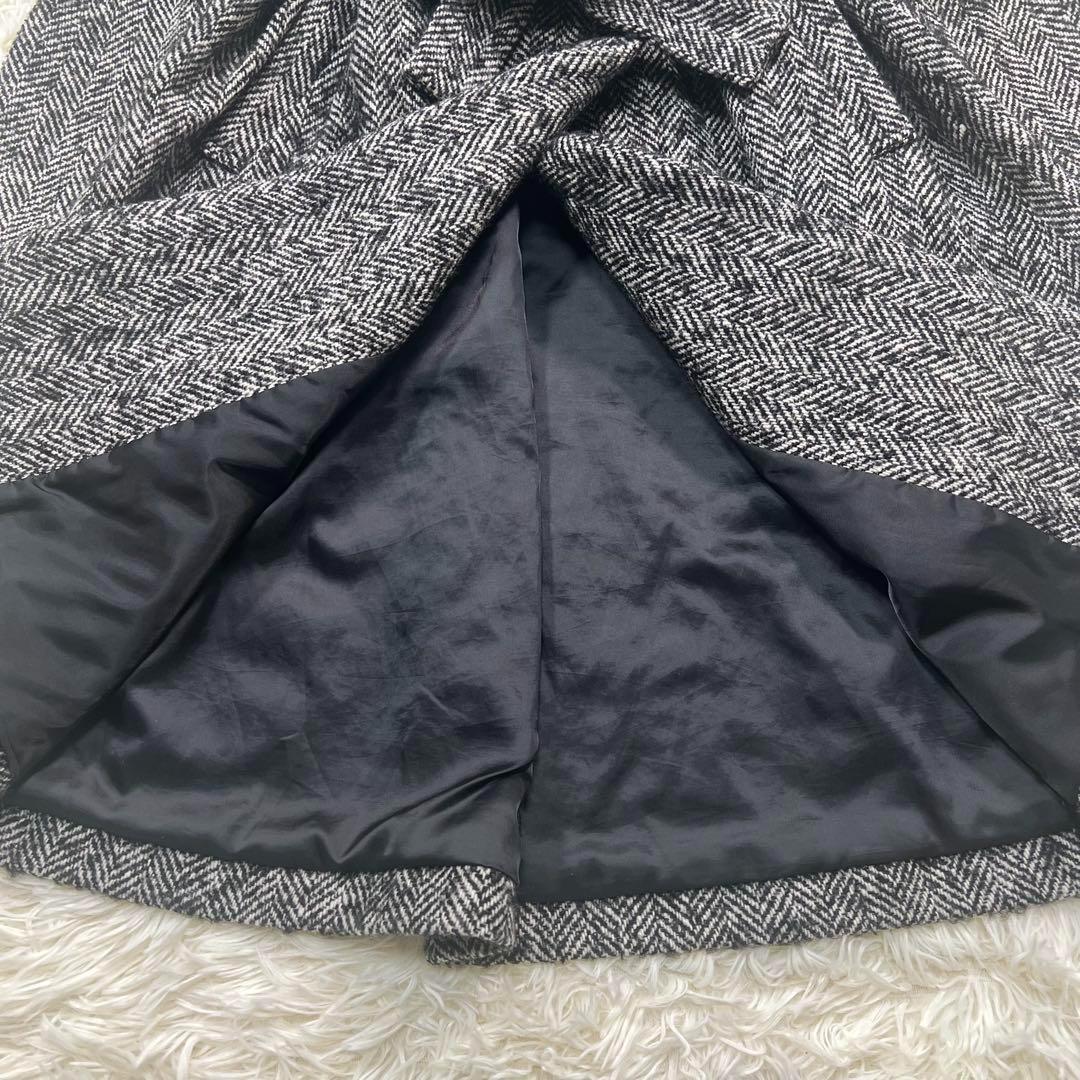 クラネ CLANE ロングコート ヘリンボーン ウール ベルト 36 Aライン