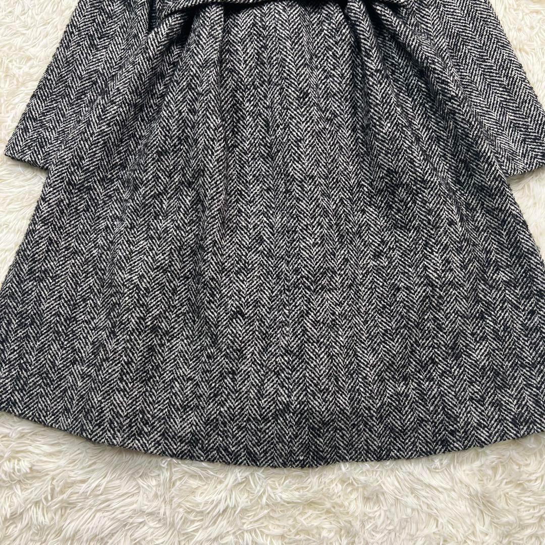 クラネ CLANE ロングコート ヘリンボーン ウール ベルト 36 Aライン