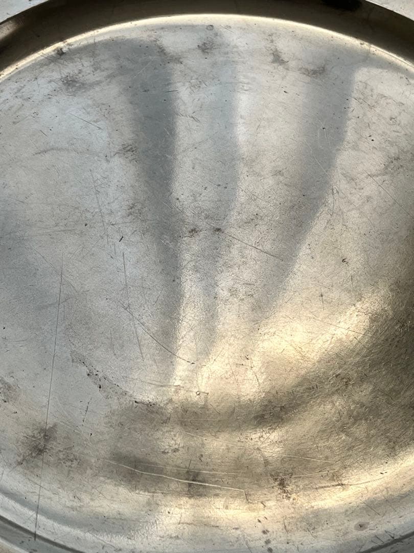 【美品】フランスアンティーク ピューター花リムプレート 37cm特大 2797