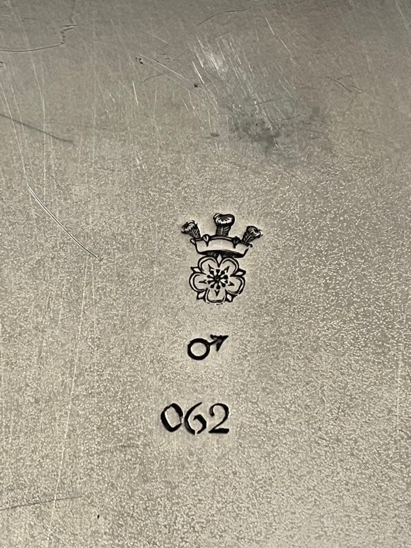 【美品】フランスアンティーク ピューター花リムプレート 37cm特大 2797