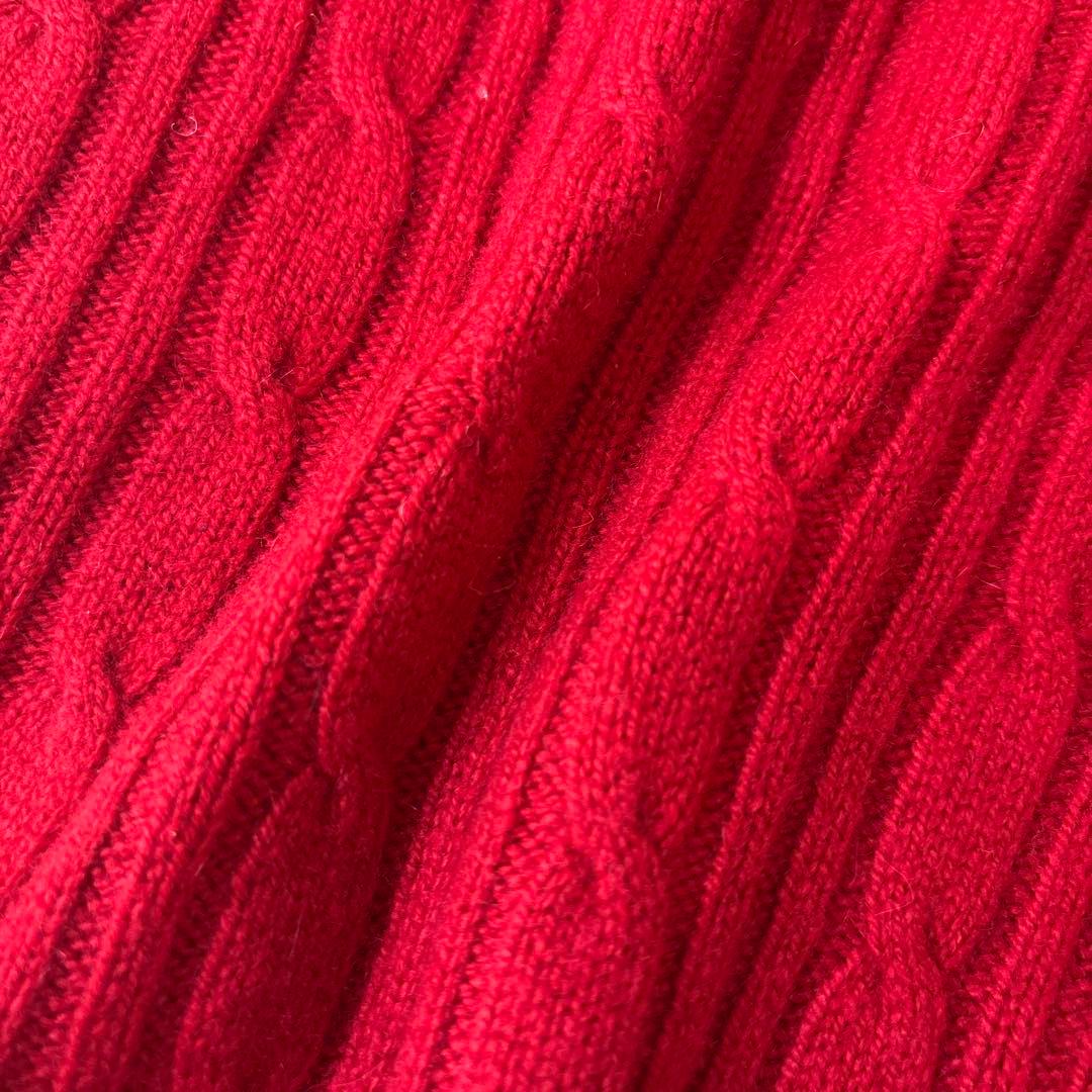 美品 バランタイン スコットランド製カシミヤ100% ケーブル ニットベスト 赤