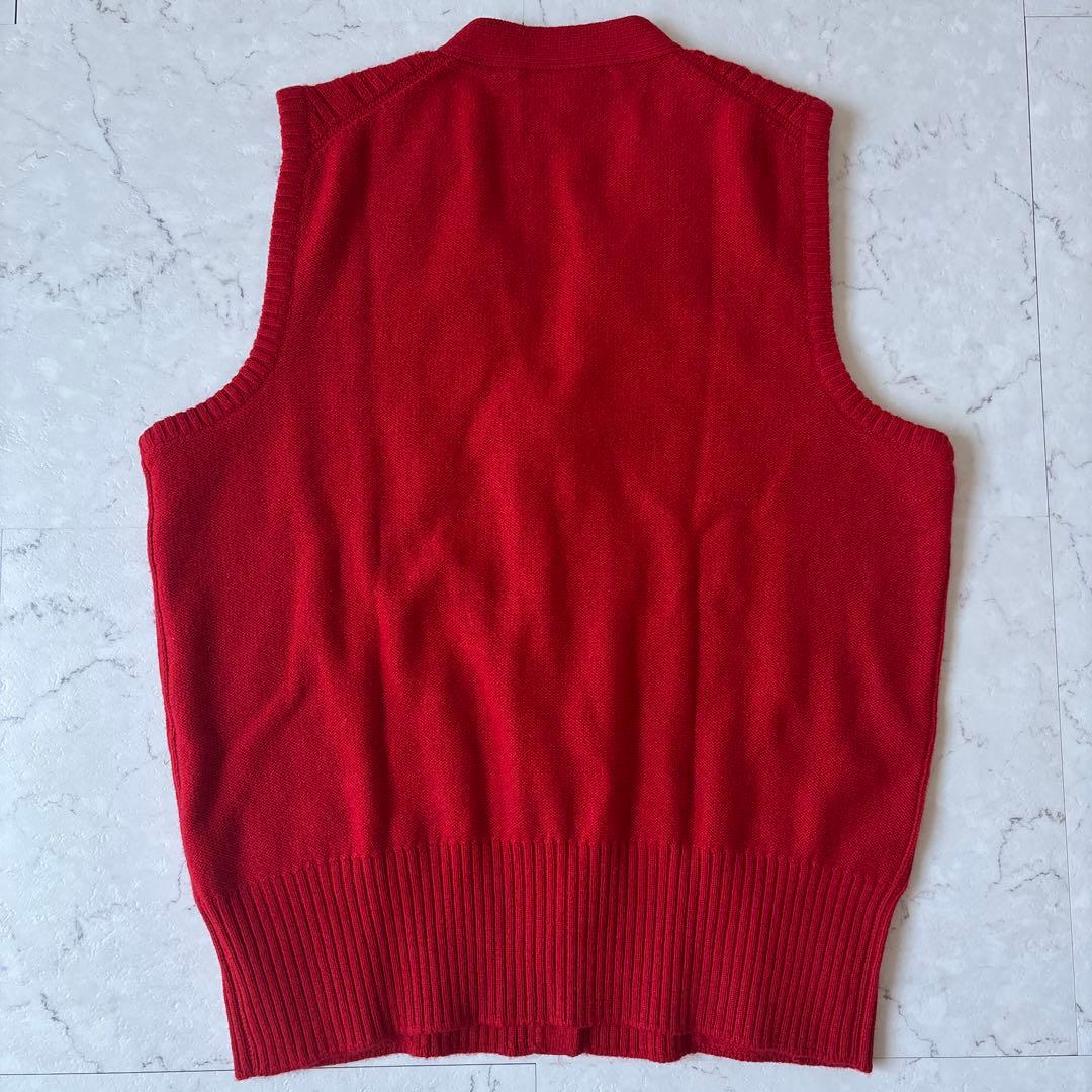 美品 バランタイン スコットランド製カシミヤ100% ケーブル ニットベスト 赤
