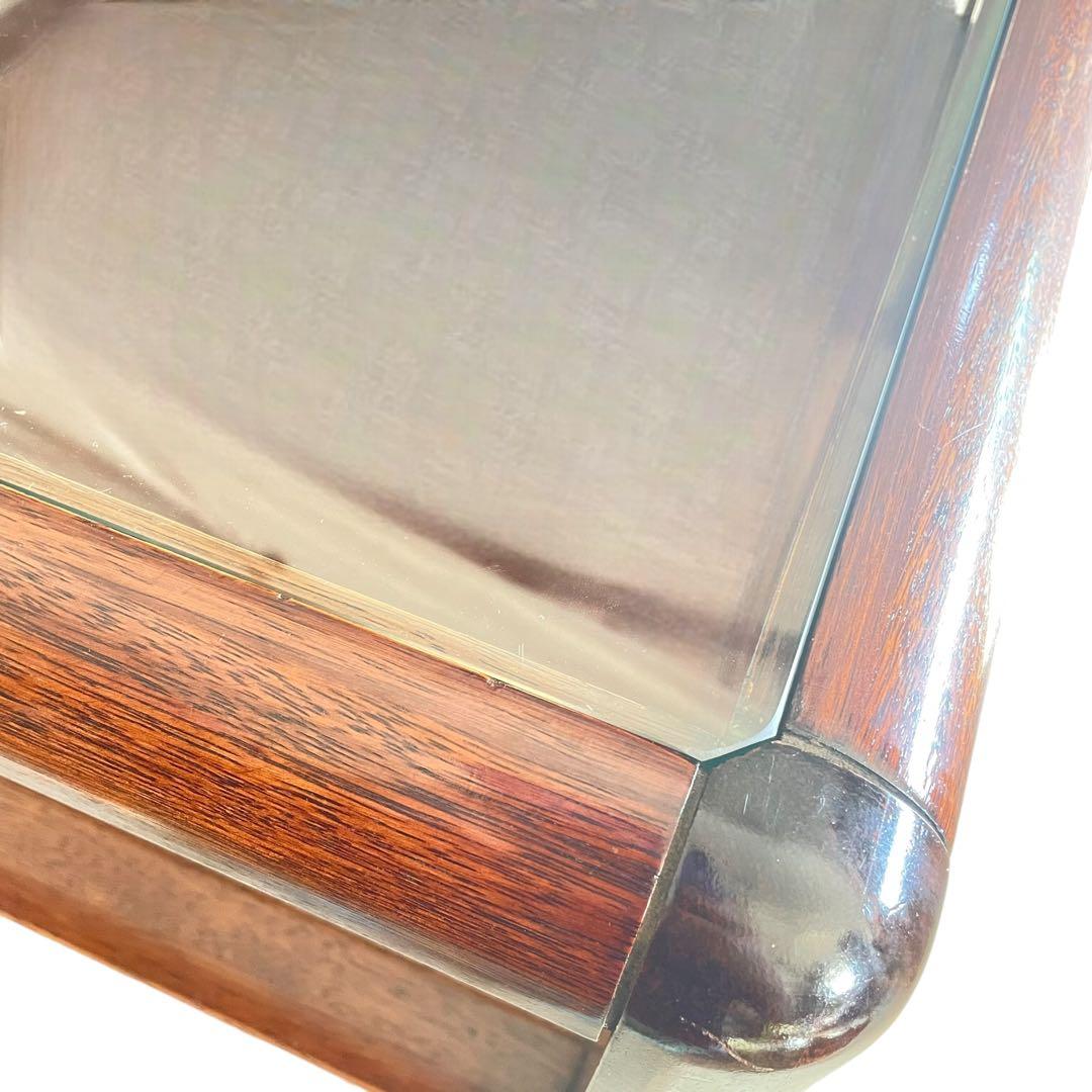 HR444 【希少デザイン】ビンテージ　ナガノインテリア　スクエアガラステーブル