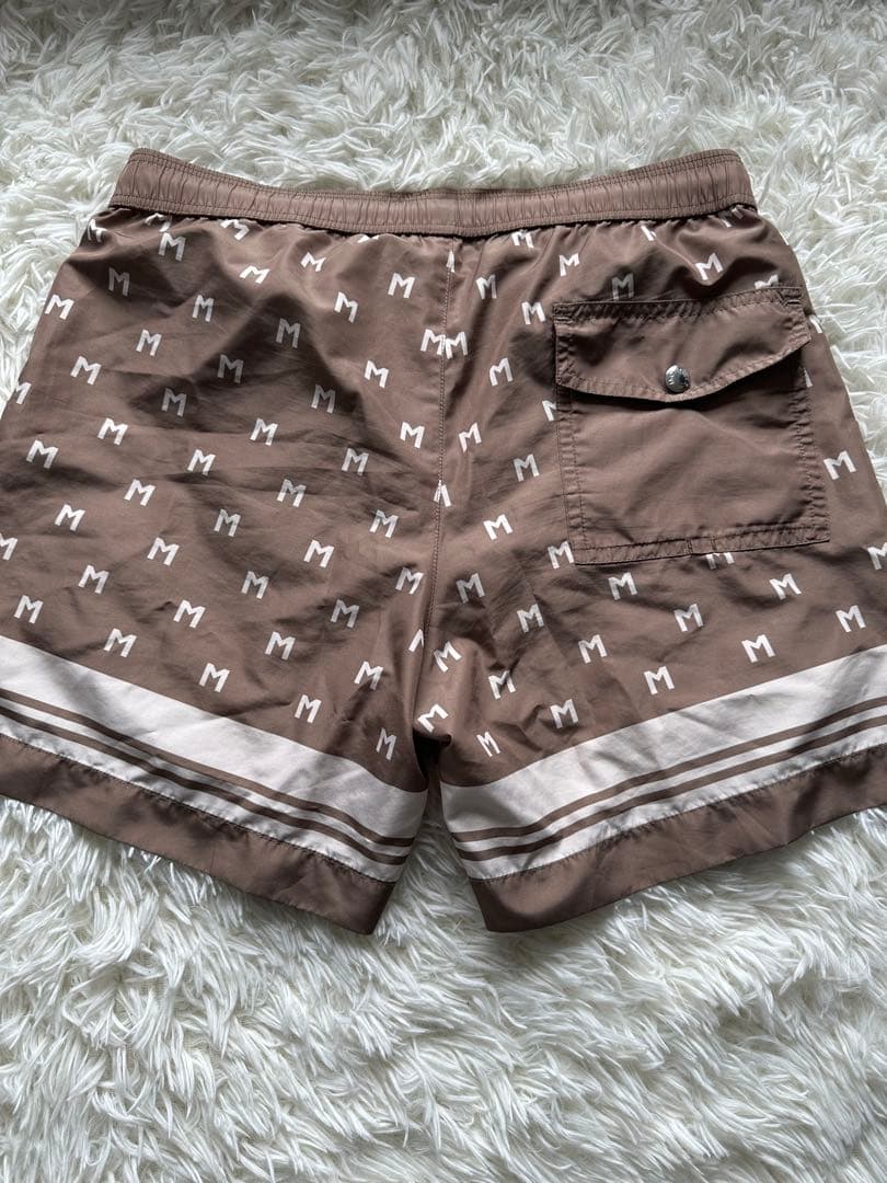よ*ー様 MONCLER ブラウン Mロゴ 水着 Sサイズ