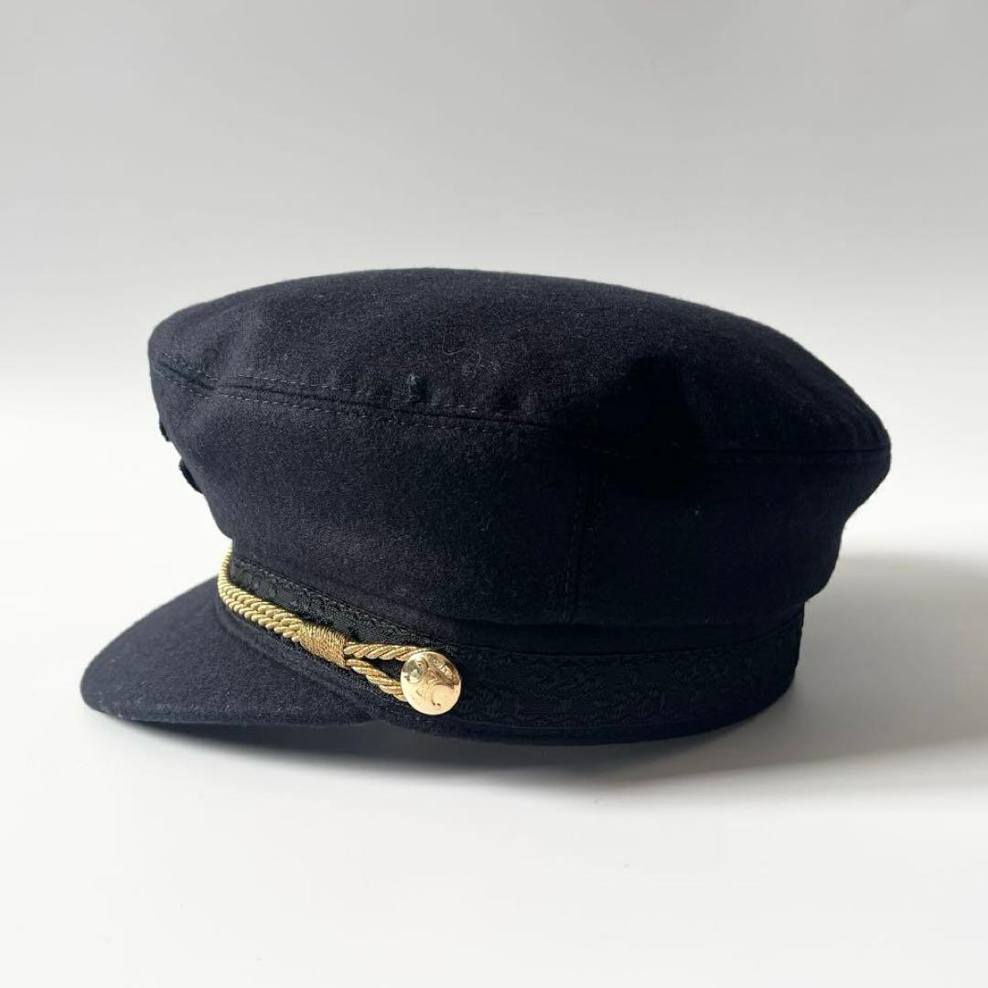 セリーヌ　トリオンフ　セーラーキャップ　ウールクロス　紺色　ネイビー　57サイズ