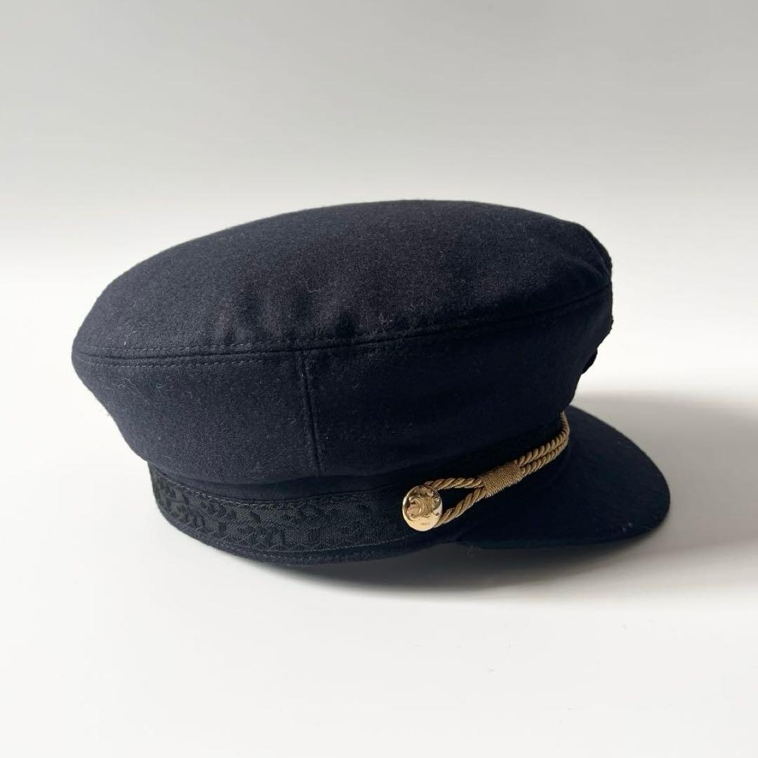 セリーヌ　トリオンフ　セーラーキャップ　ウールクロス　紺色　ネイビー　57サイズ