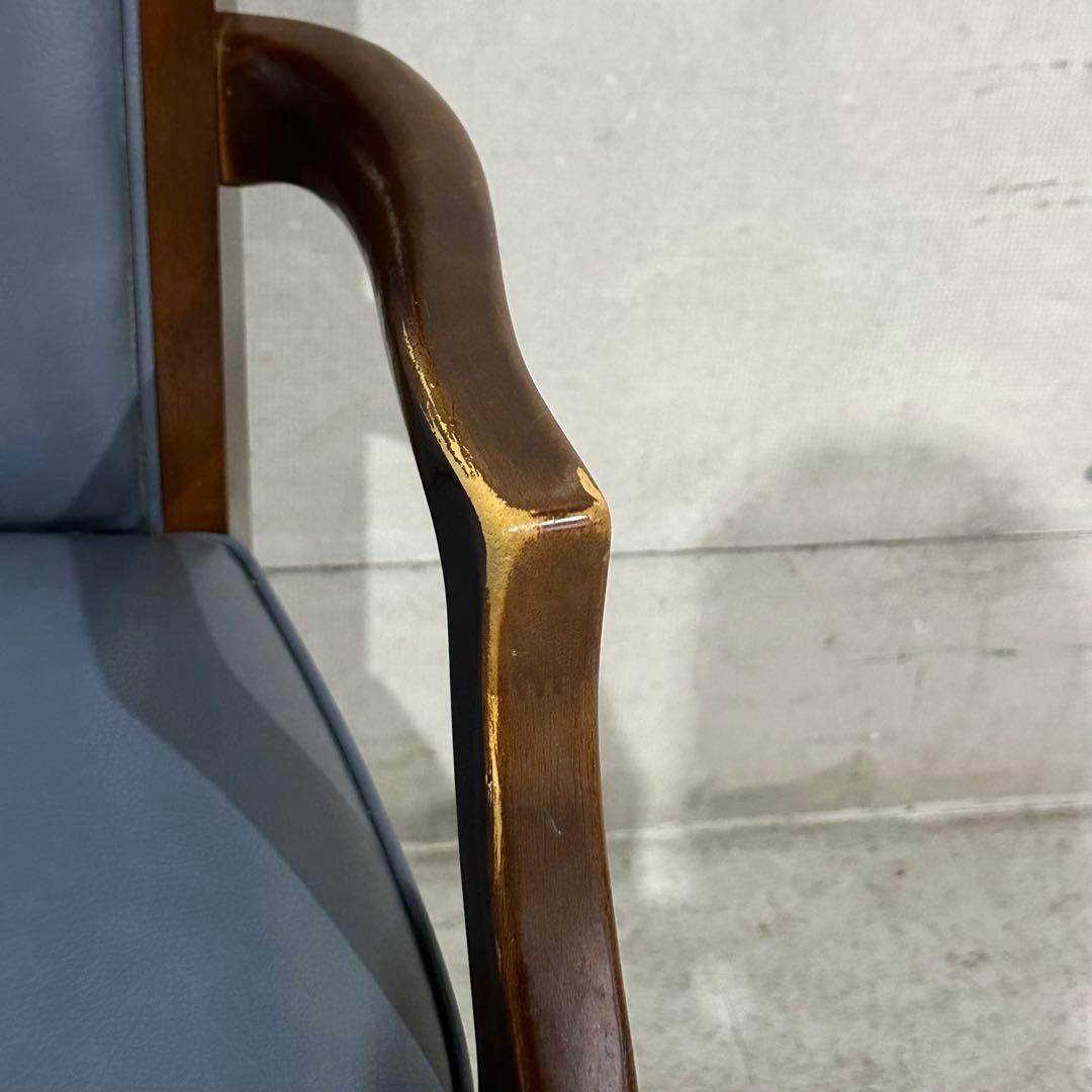 ✦マルニ木工✦ アームチェア 昭和レトロ レザー調 鋲打ち クラシックチェア