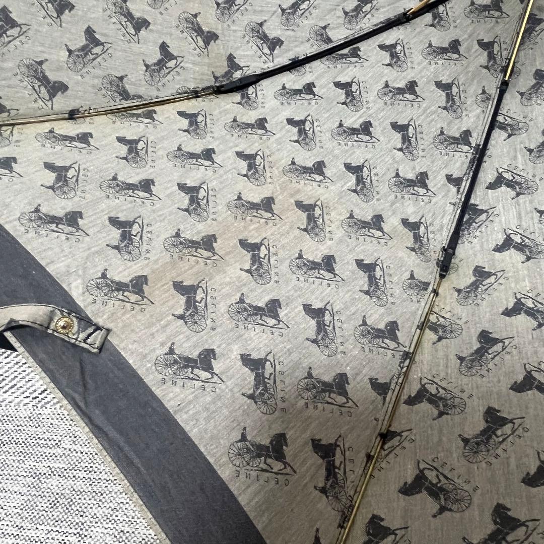 希少　CELINE セリーヌ　文字馬車総ロゴ　折りたたみ日傘