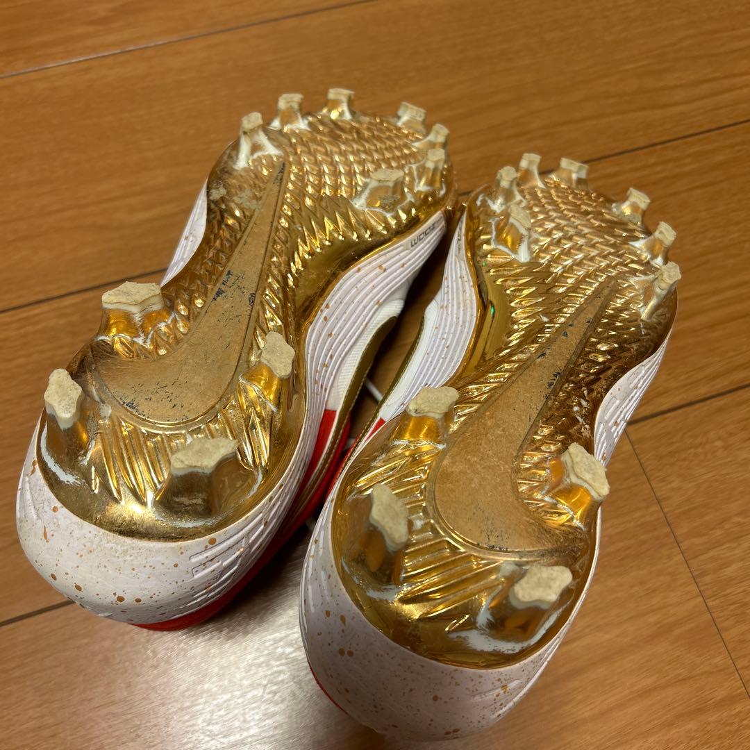 レア！ナイキ 野球 オーダースパイク ホワイト/レッド/ゴールド/パープル27㎝