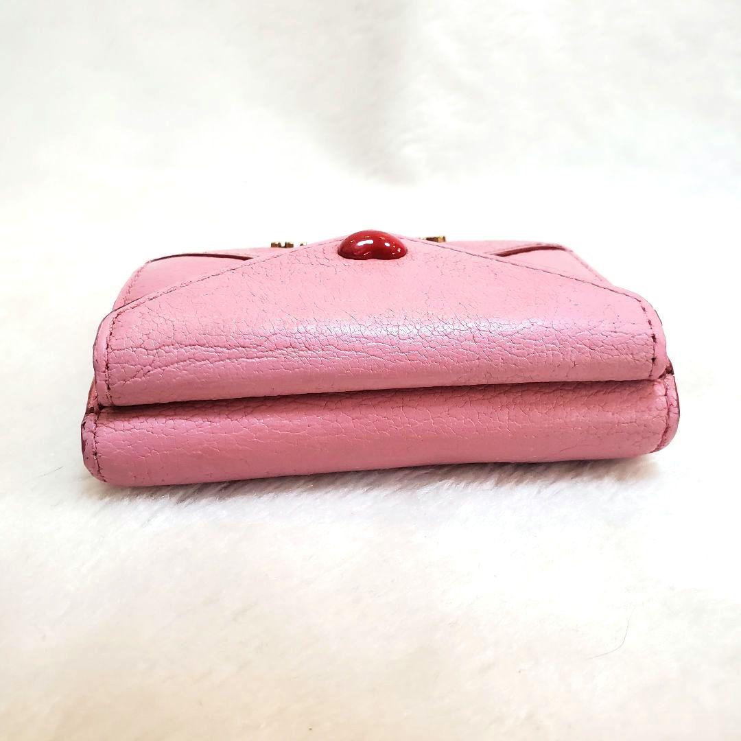 美品 希少　ミュウミュウ 三つ折り財布 マドラス ラブレターハート　ピンク