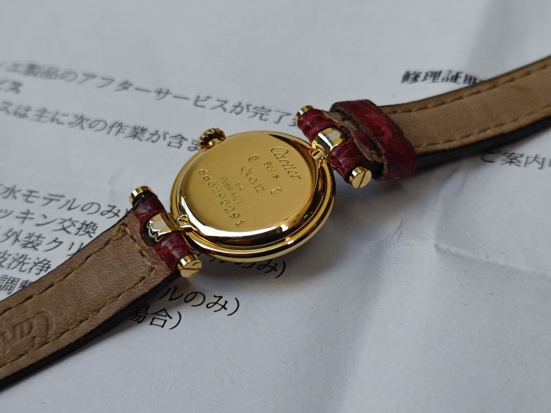 カルティエで電池交換　カルティエ　ヴァンドームSM 純正ダイヤ