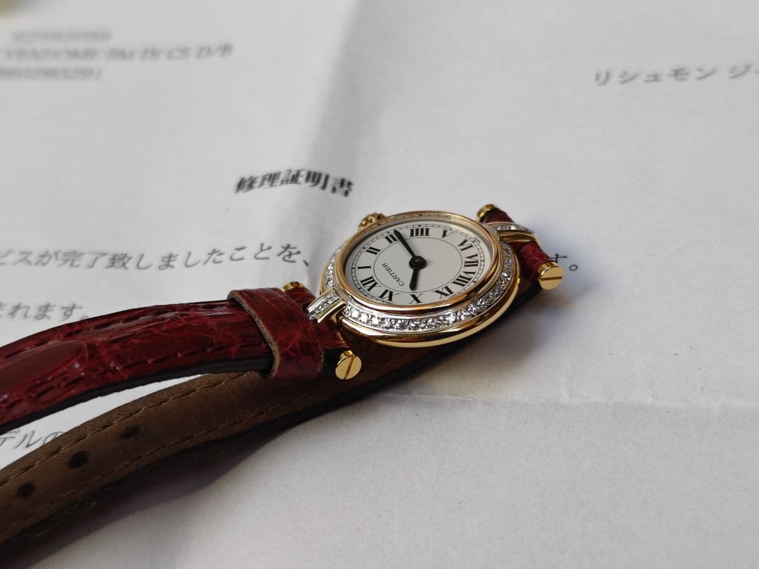 カルティエで電池交換　カルティエ　ヴァンドームSM 純正ダイヤ