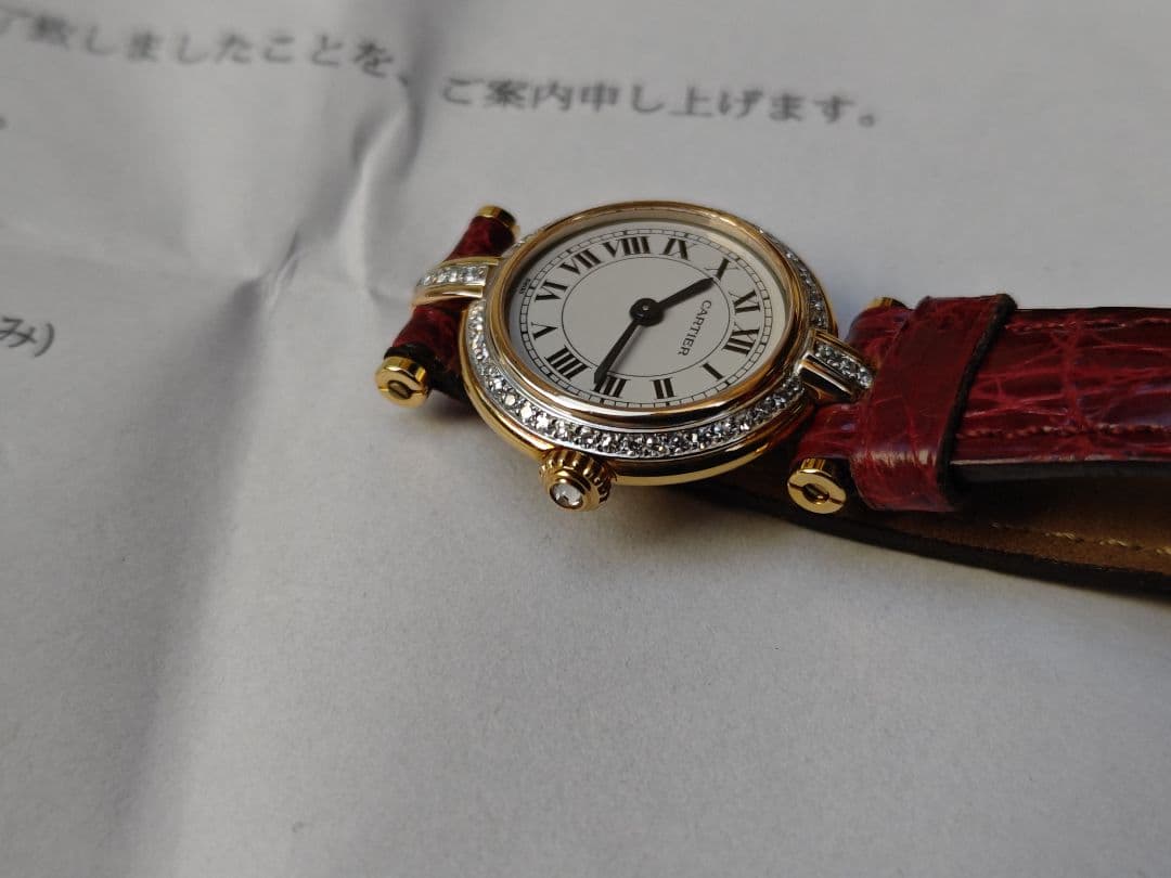 カルティエで電池交換　カルティエ　ヴァンドームSM 純正ダイヤ