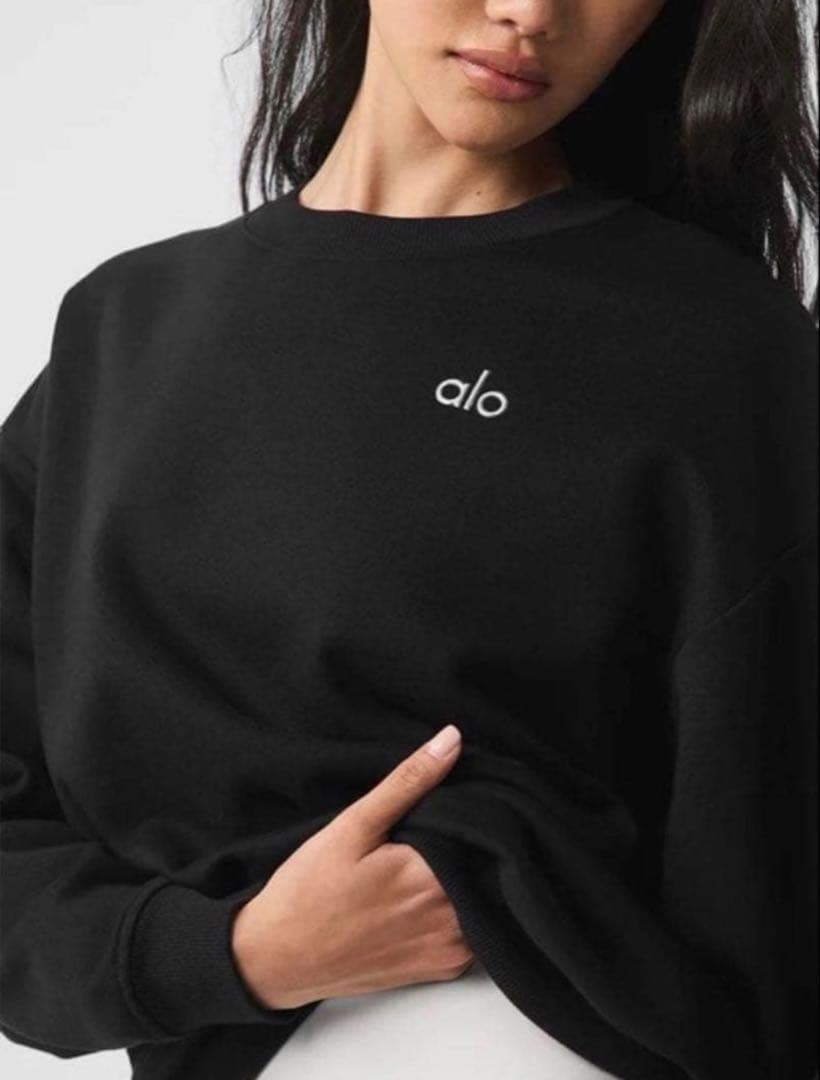 alo ブラック クルーネック トレーナー レディースSサイズ スウェット