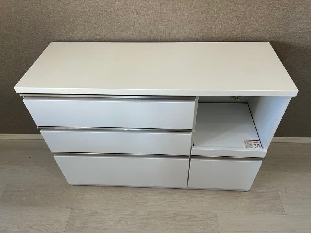 【食器棚】ロータイプ 120cm ホワイト