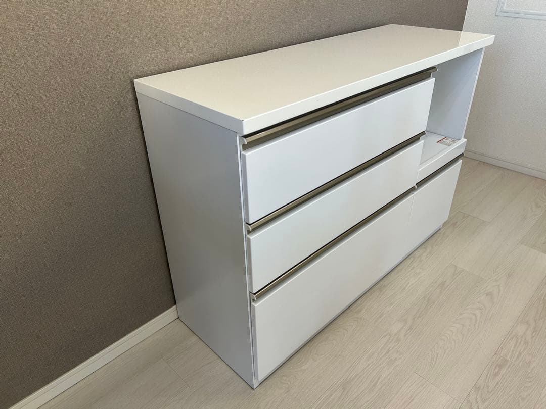 【食器棚】ロータイプ 120cm ホワイト