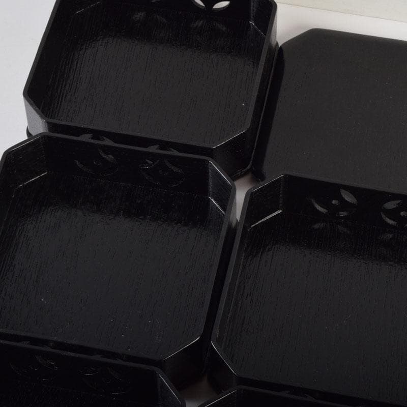 minto　茶道具　漆塗　七宝透かし　縁高重　五段重　箱付　N　9148