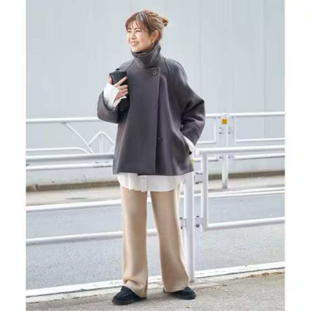 Spick and Span W/Nyモッサステンカラーショートコート グレー