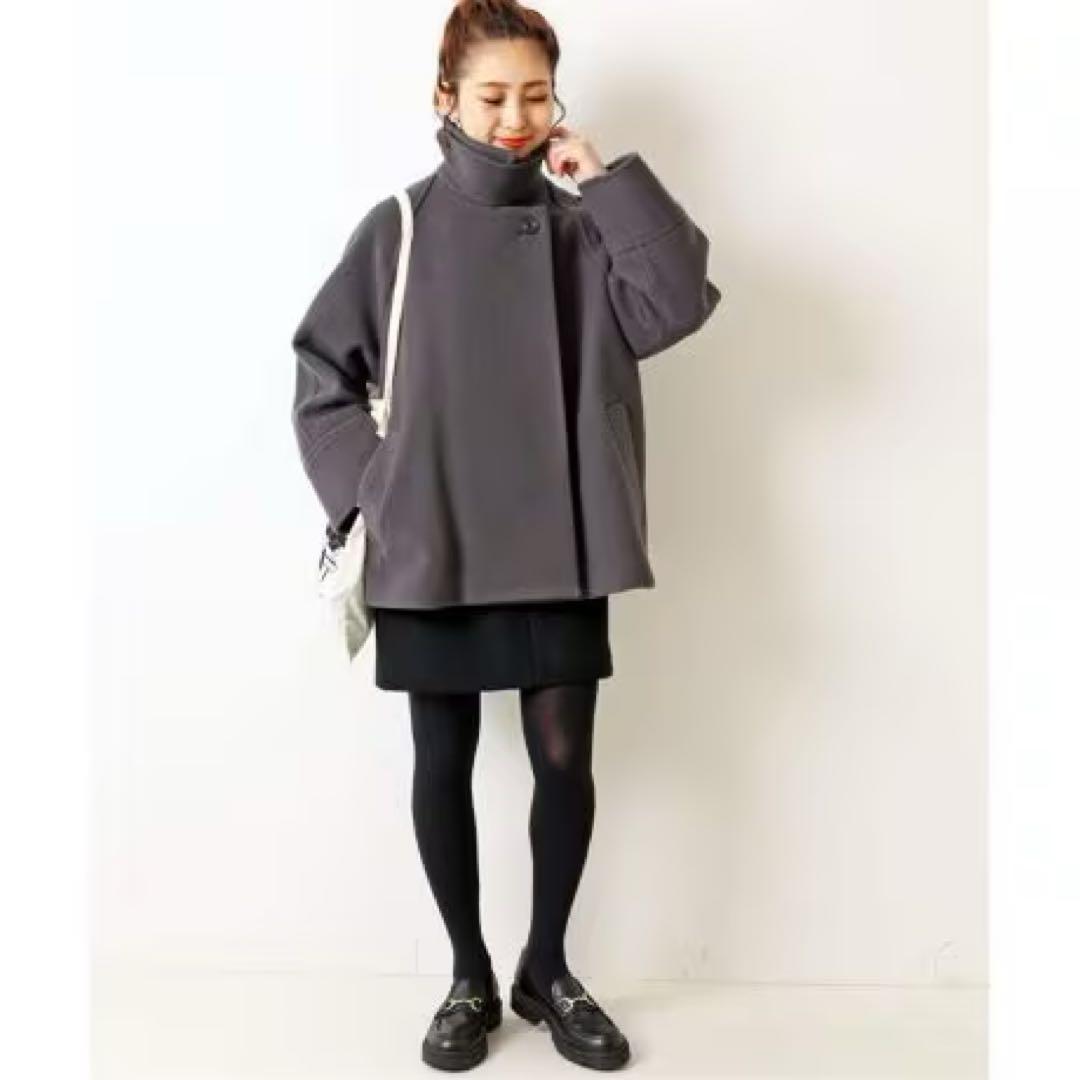 Spick and Span W/Nyモッサステンカラーショートコート グレー