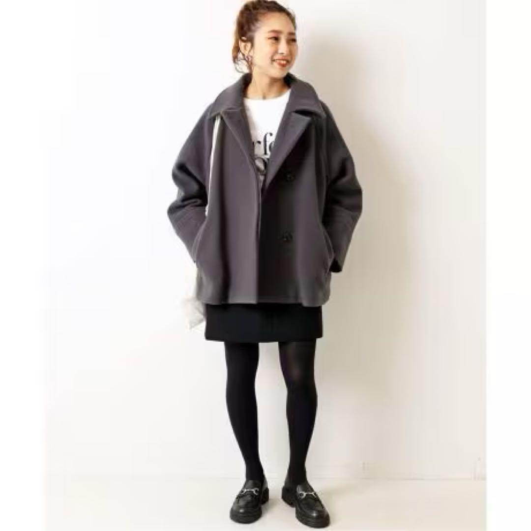 Spick and Span W/Nyモッサステンカラーショートコート グレー