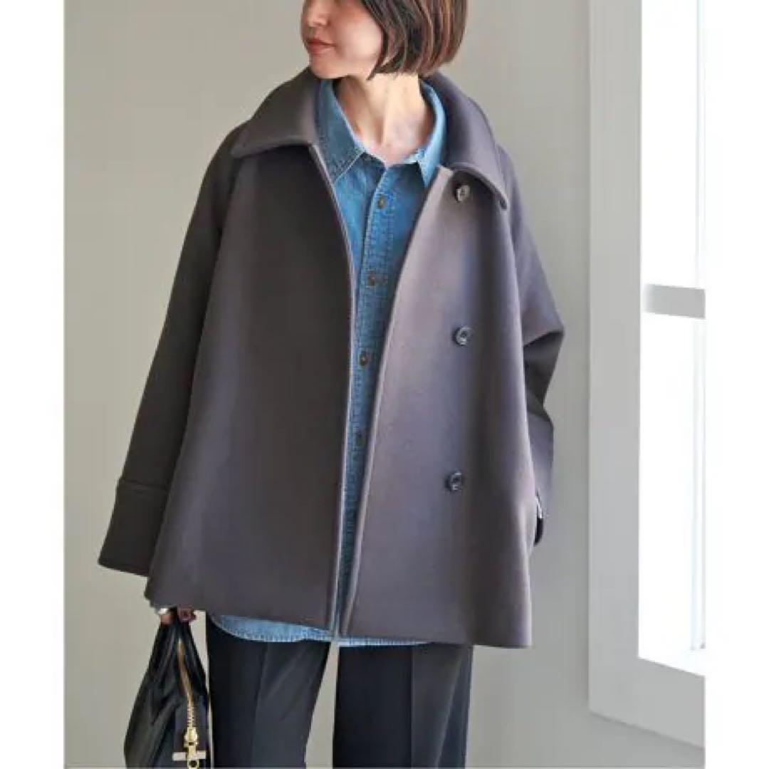 Spick and Span W/Nyモッサステンカラーショートコート グレー