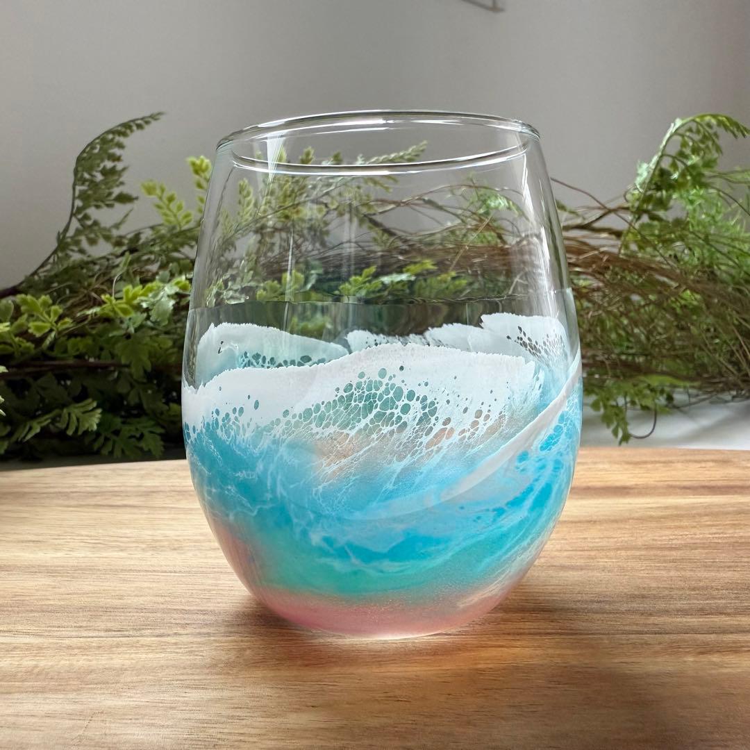レジンアート　オーシャングラス　グラスセット　海アート