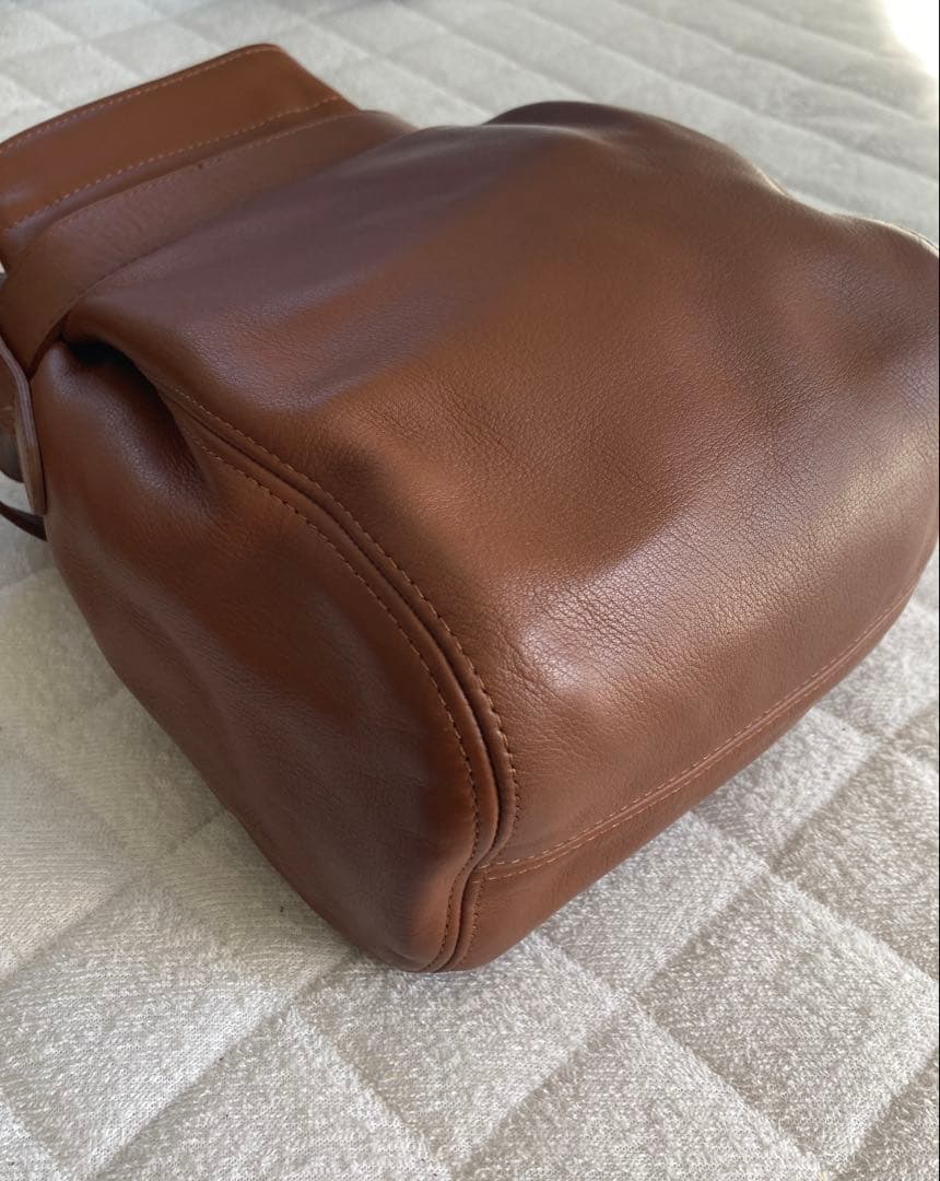 オールドコーチ 巾着 ショルダーバッグ レザー キャメル