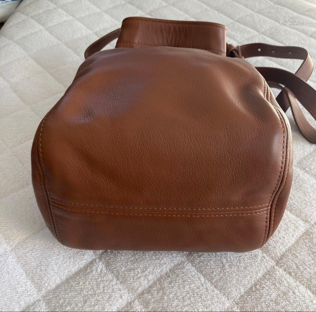 オールドコーチ 巾着 ショルダーバッグ レザー キャメル
