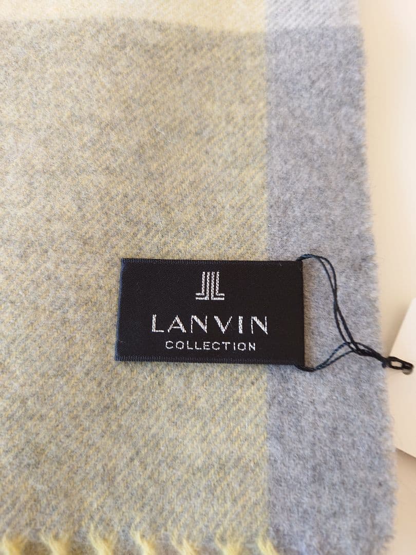 新品　LANVIN ランバン カシミア 大判 ストール イエロー グレー