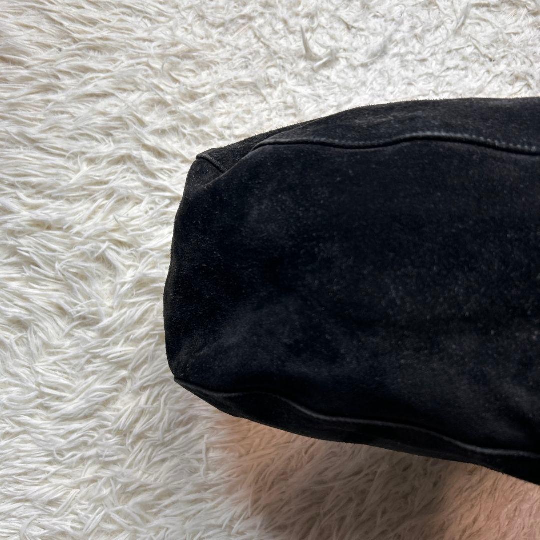 PRADA 90s リング チェーン スエード ワンショルダーバッグ ブラック