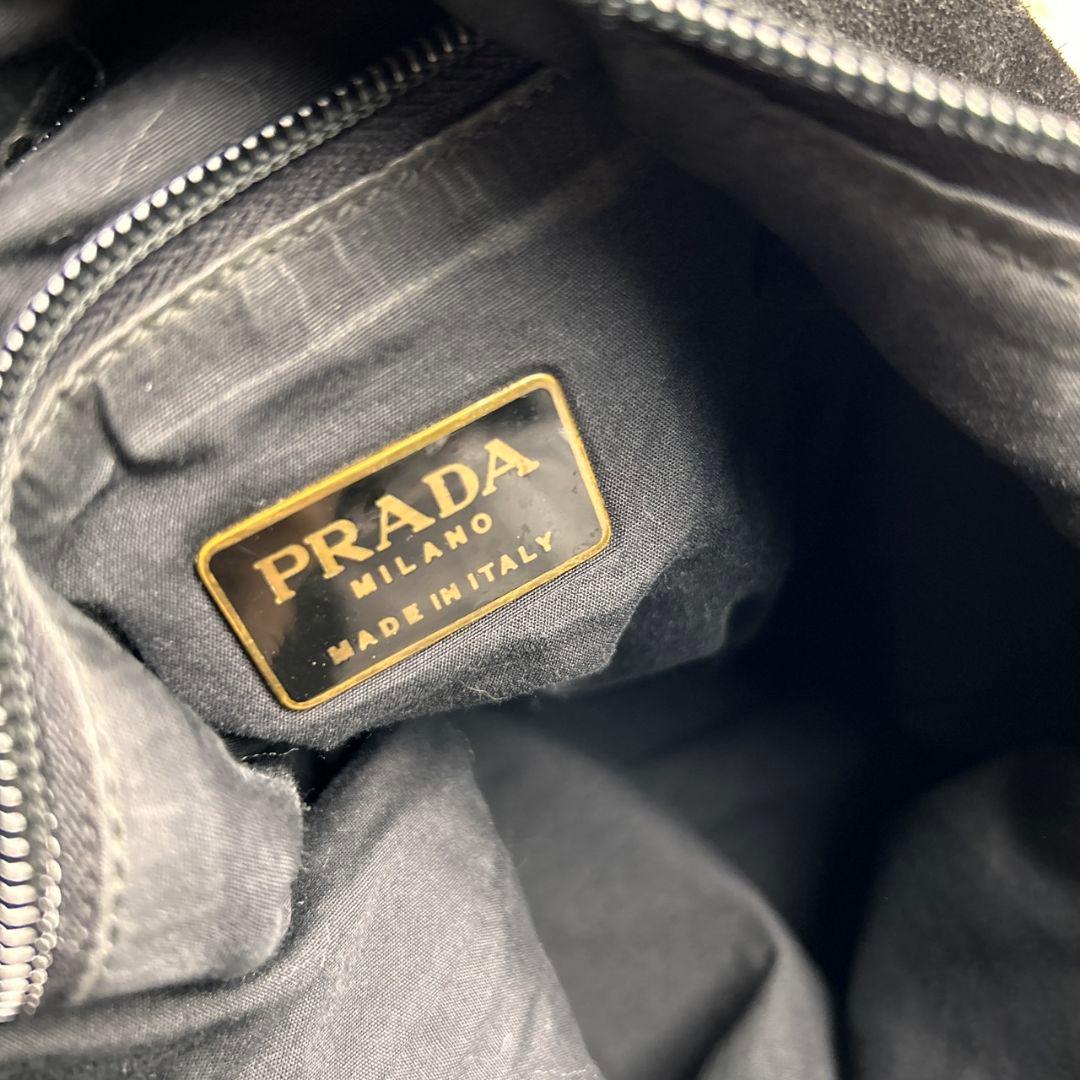 PRADA 90s リング チェーン スエード ワンショルダーバッグ ブラック