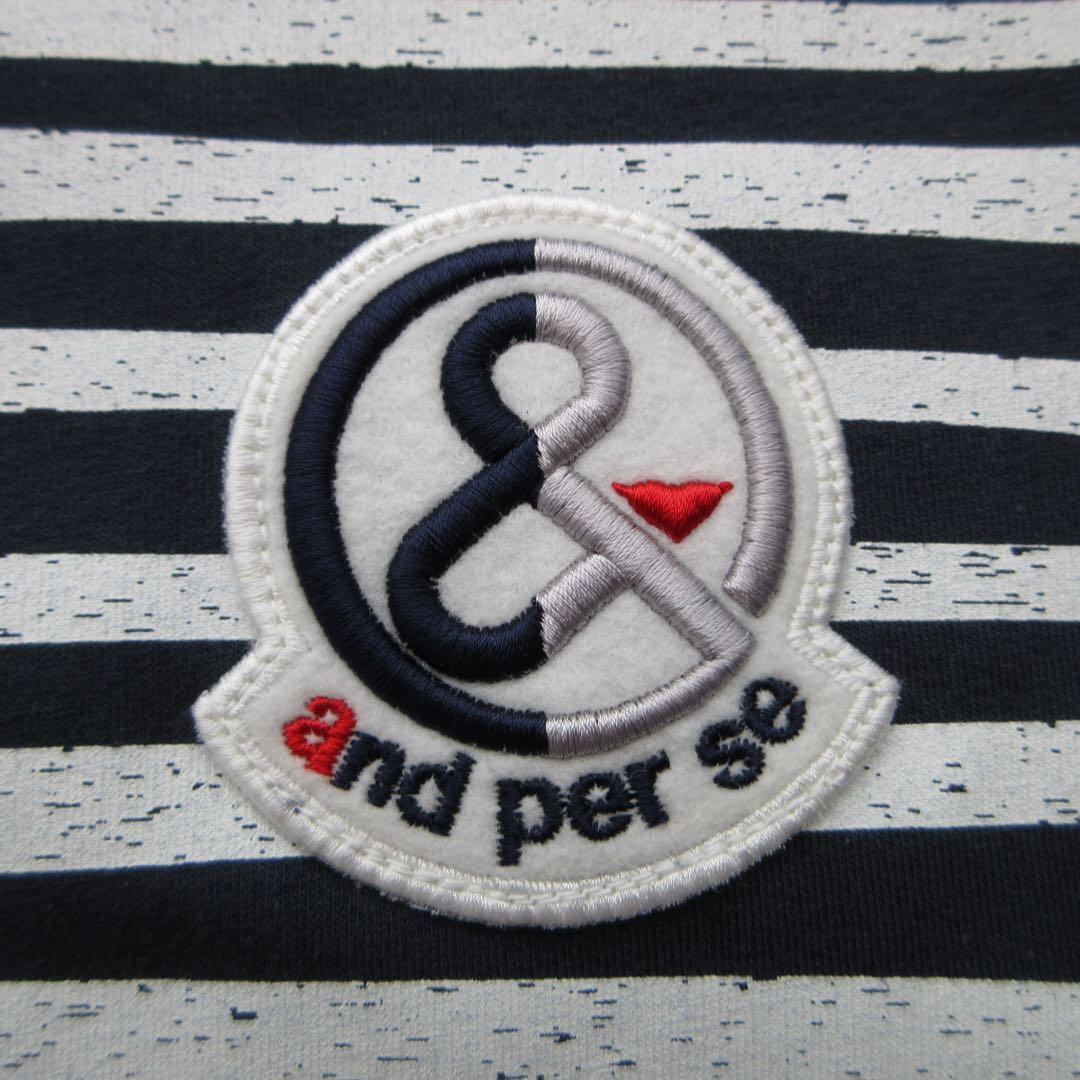 and per se アンパスィ ワッペン刺繍 ボーダー柄 パーカー フーディ